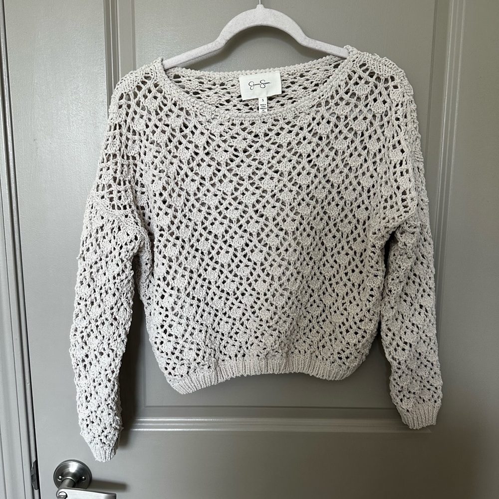 JESSICA SIMPSON Crochet Knit Sweater